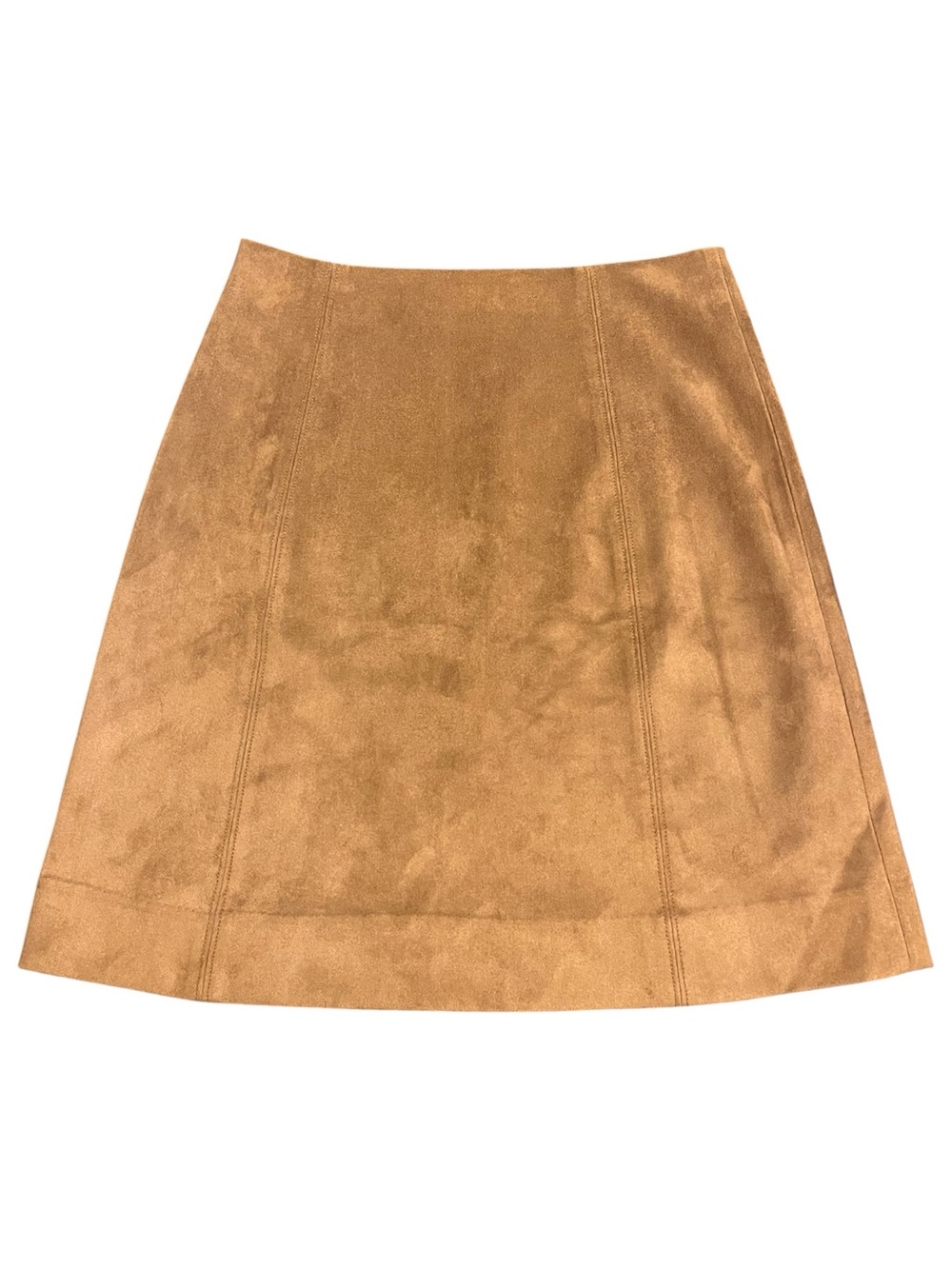 Aritzia Babaton Faux Suede Mini Skirt Dark Camel Size 4 - Picture 5 of 12